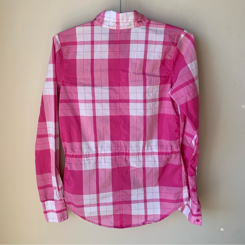 The North Face shade me pink and white plaid top - Picture 2 of 9